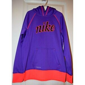 EUC NIKE GIRLS THERMA-FIT PURPLE PINK HOODED SWEATSHIRT HOODIE SIZE M MEDIUM